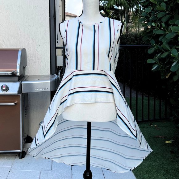 English Factory Dramatic Sleeveless High Low Poplin Striped Shirt M - Picture 7 of 15